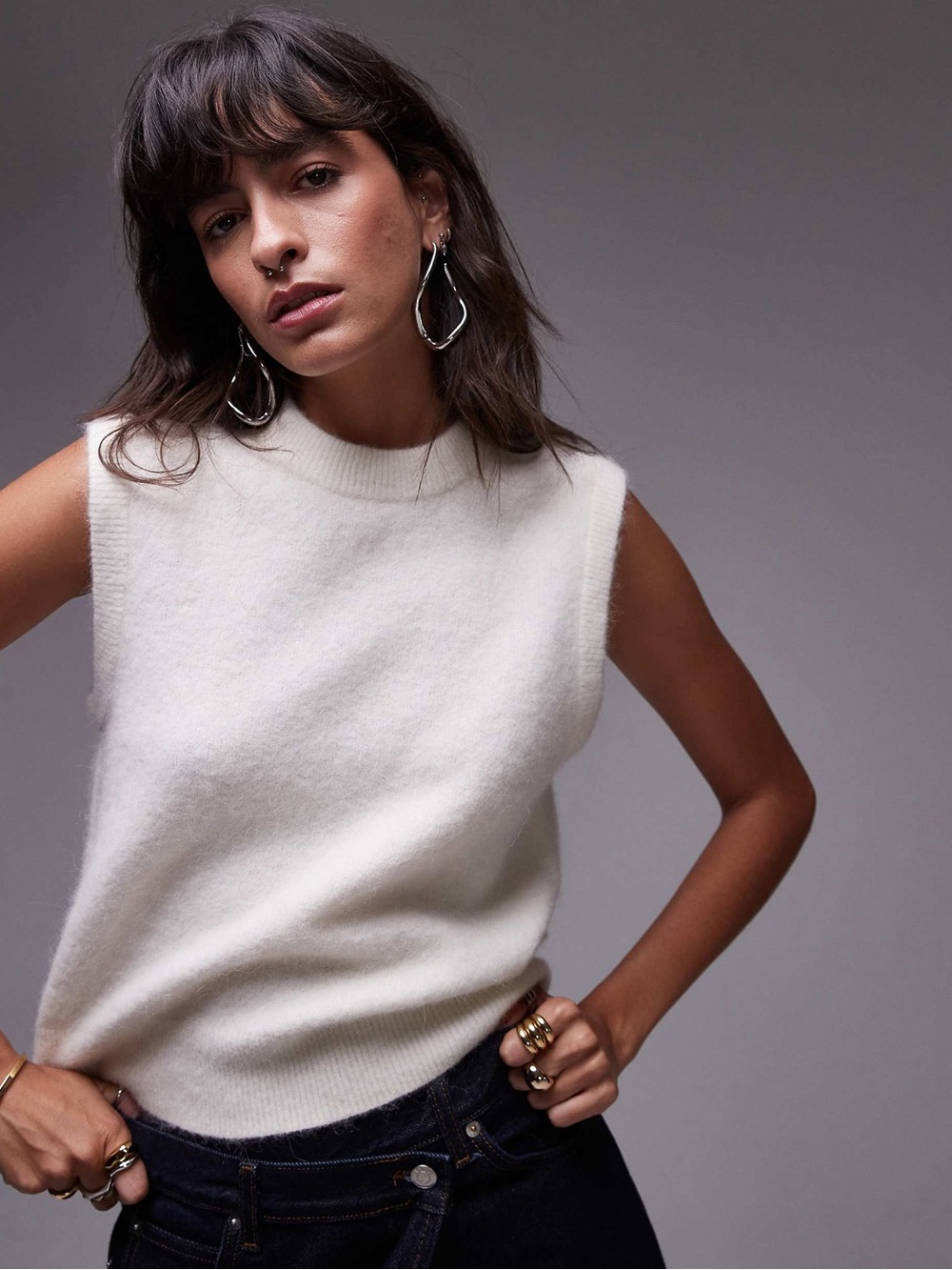 ARKET Alpaca Wool Blend Knit Sweater Vest – Off White